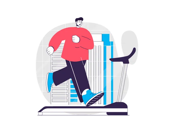 Man running on a treadmill  Illustration