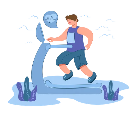 Man running on treadmill  Illustration