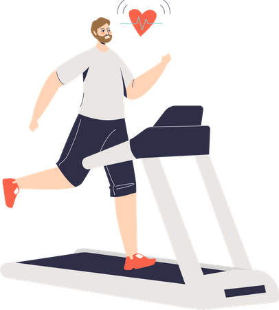 Man running on treadmill  Illustration