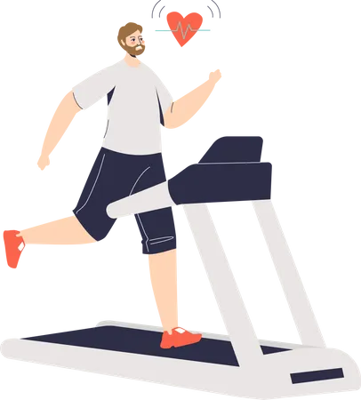 Man running on treadmill  Illustration