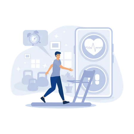 Man running on treadmill  Illustration