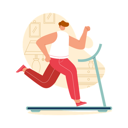 Man running on treadmill  Illustration