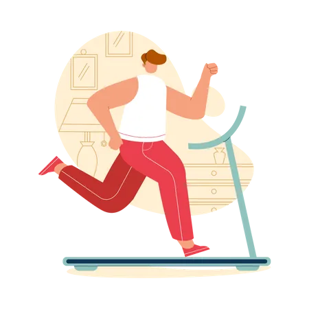 Man running on treadmill  Illustration