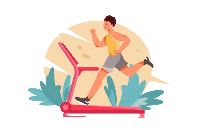 Man running on treadmill  Illustration