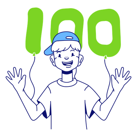 Man scored 100  Illustration