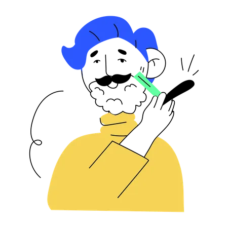 Man shaving his beard  Illustration