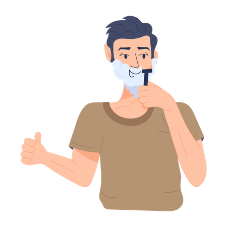 Man shaving his face  Illustration