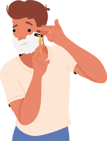 Man Shaving in Daily morning  Illustration