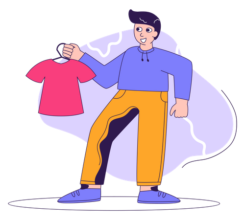 Man shopping for t-shirt  Illustration