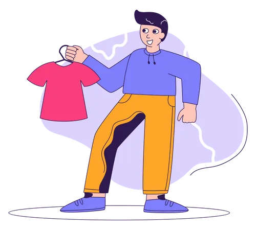 Man shopping for t-shirt  Illustration