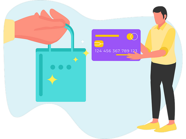 Man Shopping via Credit Card  Illustration