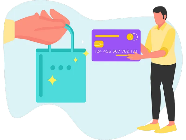 Man Shopping via Credit Card  Illustration