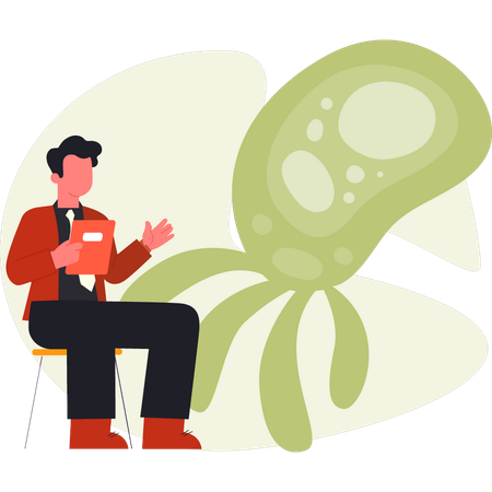 Man showing bacteria  Illustration