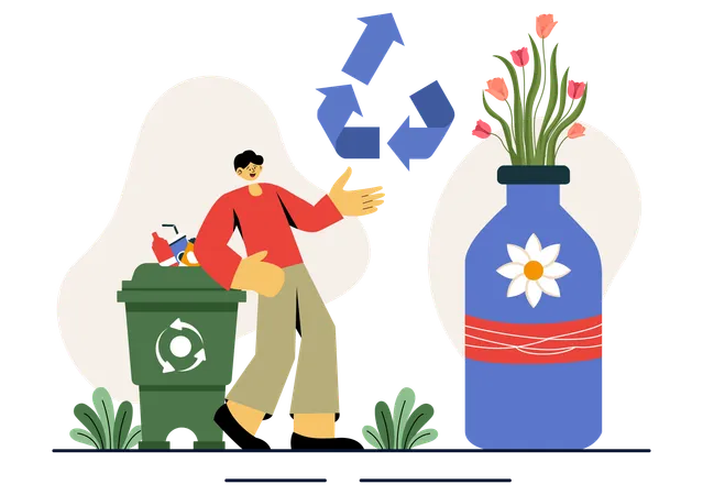 Man showing recycling process  Illustration