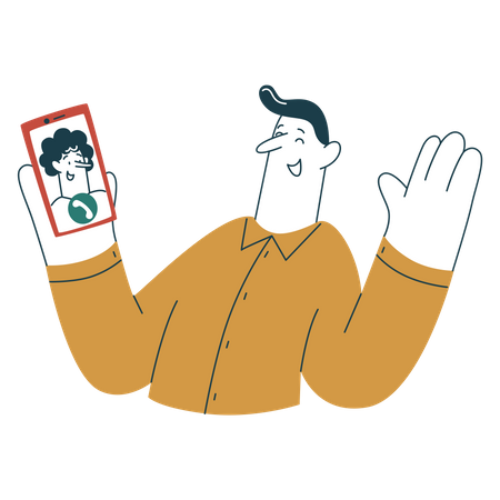 Man speaks on video call  Illustration