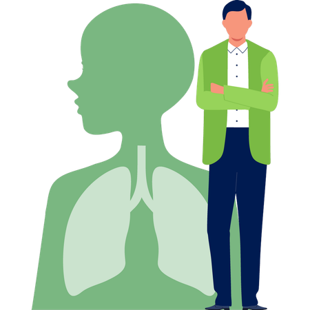 Man standing with lungs report  Illustration