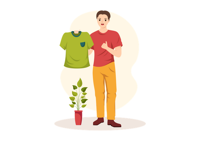 Man suggesting t shirt  Illustration