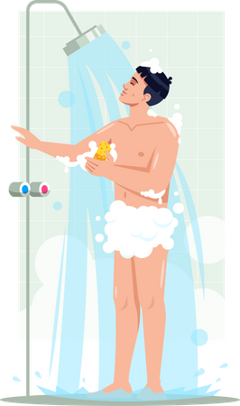 Man taking shower  Illustration