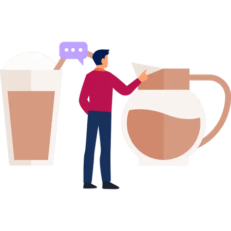 Man talking about coffee jug  Illustration