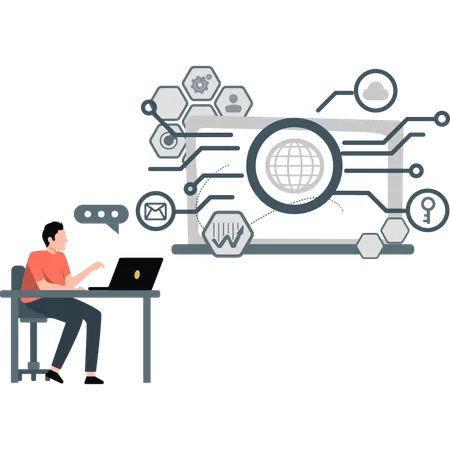 Man talking about global networking  Illustration