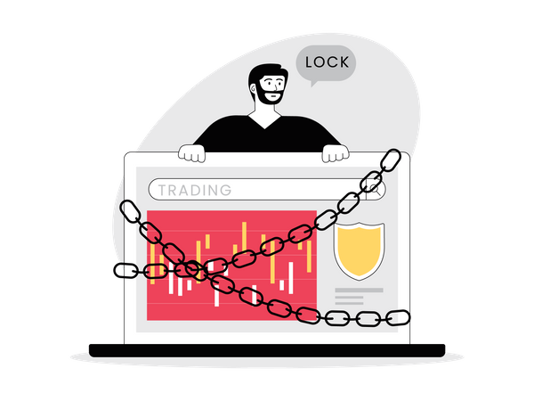 Man trapped in trading order  Illustration