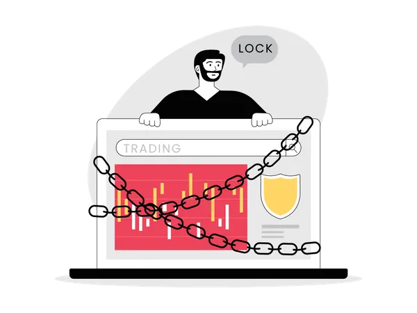 Man trapped in trading order  Illustration