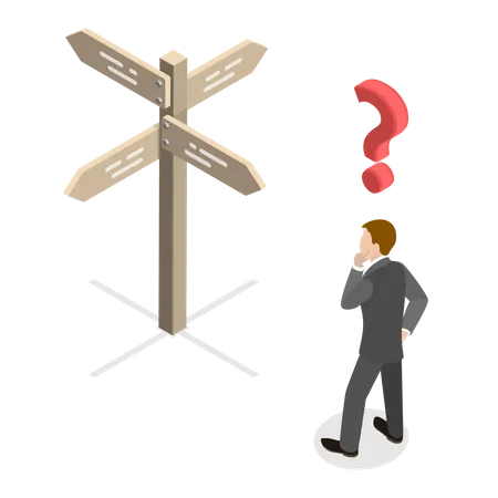 Man Trying to Find Right Decision  Illustration