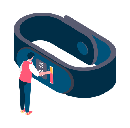 Man using fitness band  Illustration