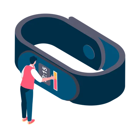 Man using fitness band  Illustration