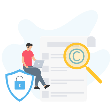 Man viewing at Security document  Illustration