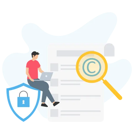 Man viewing at Security document  Illustration