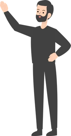 Man Waiving Hand  Illustration