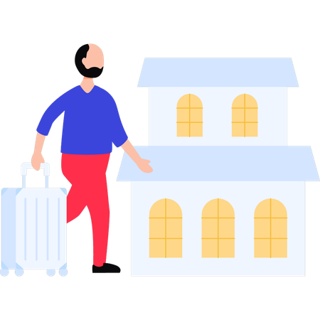 Man walking with suitcase  Illustration