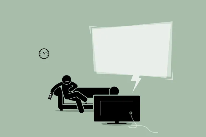 Man watching TV and sitting on a sofa couch  Illustration