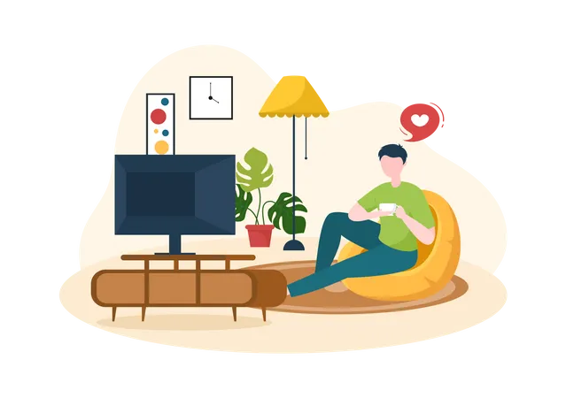 Man watching tv  Illustration