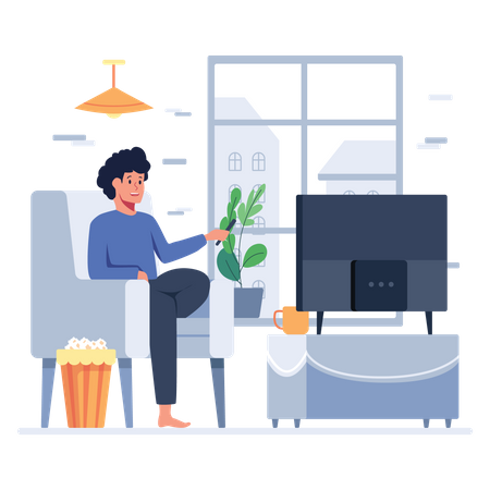 Man watching tv  Illustration