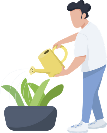 Man watering plant  Illustration