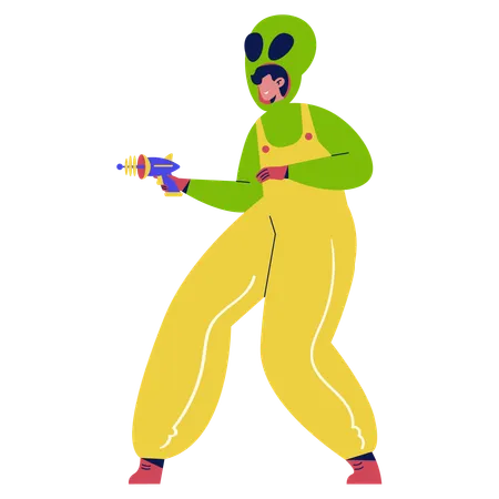 Man wearing Alien Costume  Illustration