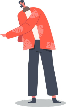 Man wearing red jacket talking with someone  イラスト