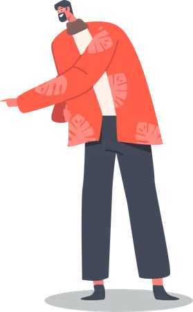 Man wearing red jacket talking with someone  イラスト