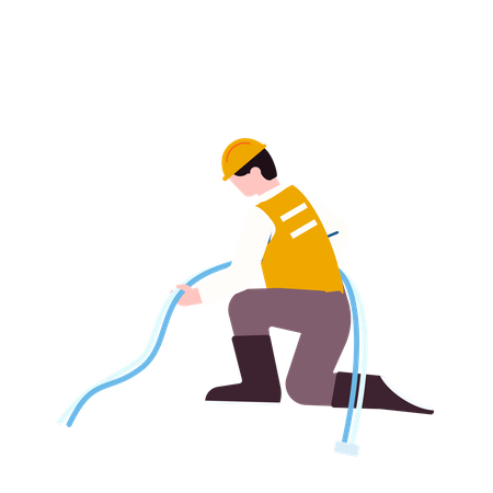 Man with cable  イラスト