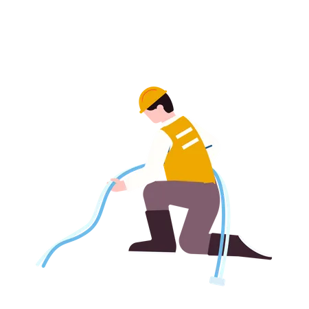 Man with cable  イラスト