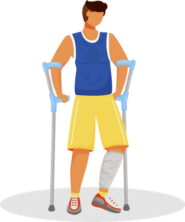 Man with crutches  Illustration