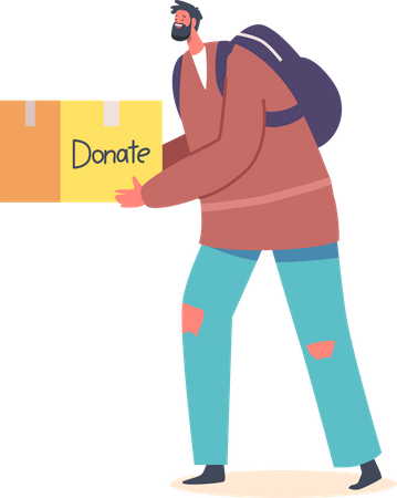 Man with Donation Box  Illustration