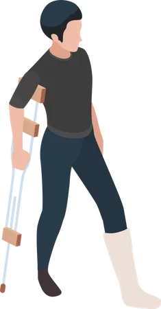 Man with Fractured leg  Illustration