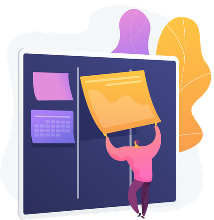 Man with Kanban Board  Illustration