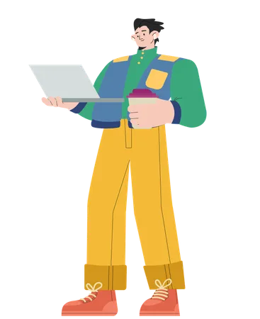 Man with laptop  イラスト