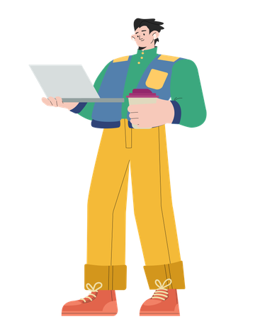 Man with laptop  Illustration