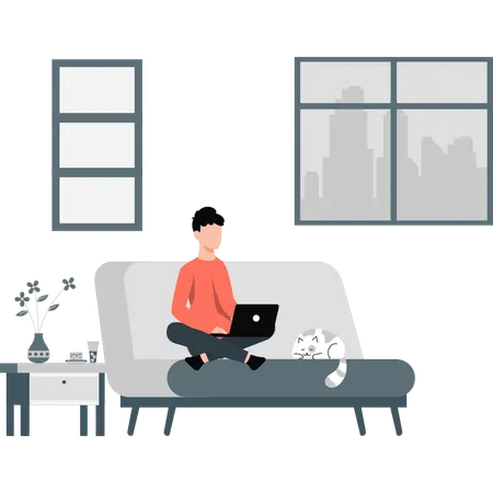 Man working at home  Illustration