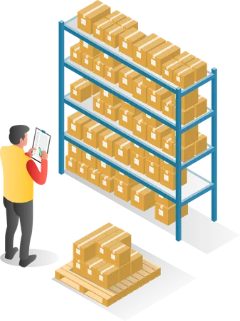 Man working in warehouse  Illustration